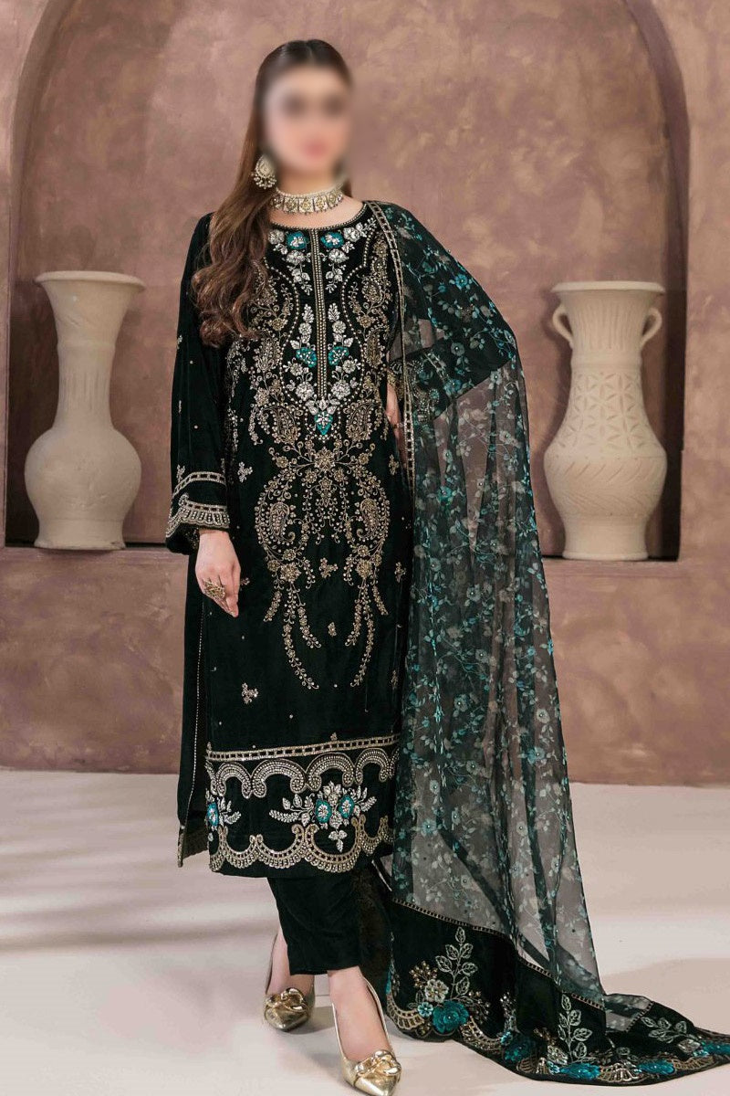 Makhmal Fancy Embroidered Velvet Collection'23 By Tawakkal D-9833
