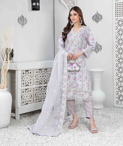 D-9920  Mah-E-Meer Fancy Embroidered Organza Coll'23 By Tawakkal Semi-Stitched With Clutch