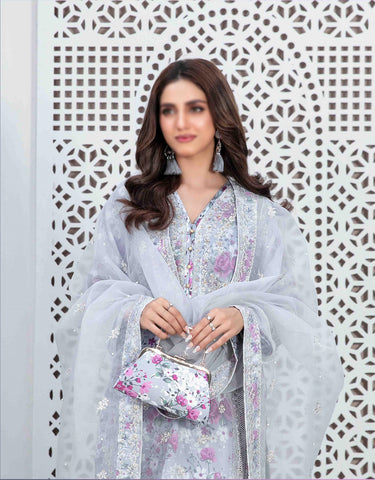 D-9922  Mah-E-Meer Fancy Embroidered Organza Coll'23 By Tawakkal Semi-Stitched With Clutch