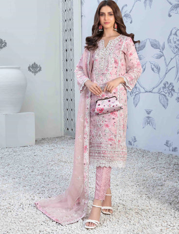 D-9923  Mah-E-Meer Fancy Embroidered Organza Coll'23 By Tawakkal Semi-Stitched With Clutch