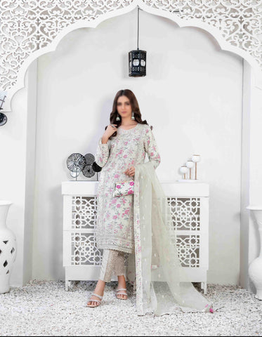 D-9924  Mah-E-Meer Fancy Embroidered Organza Coll'23 By Tawakkal Semi-Stitched With Clutch
