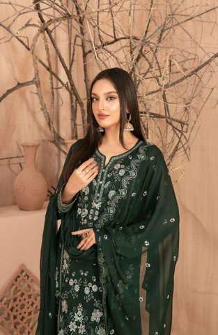 Afsanay by Tawakkal Fabrics | Fancy Embroidered Chiffon 3 Piece Unstitched Suit D-4
