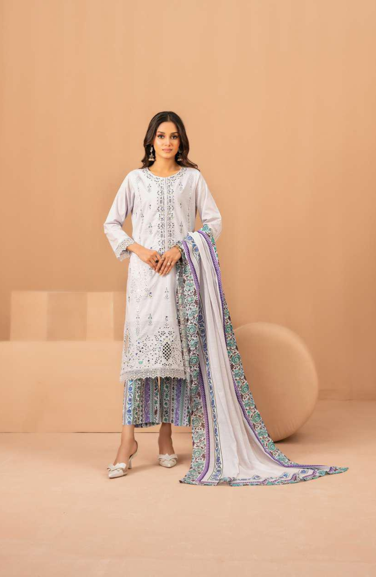 Lillia by Shahid Tawakkal | Fancy Embroidered Lawn 3 Piece Unstitched Suit D-4