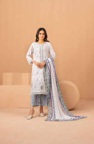 Lillia by Shahid Tawakkal | Fancy Embroidered Lawn 3 Piece Unstitched Suit D-4