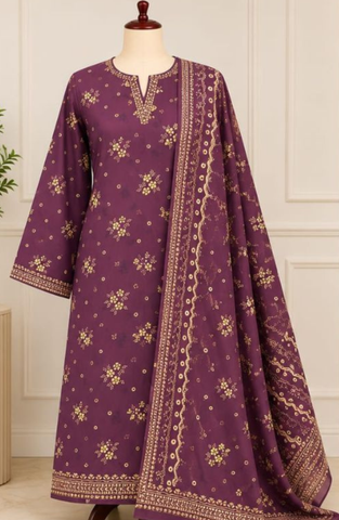 Bin Saeed | Printed Lawn 3 Piece Stitched Suit D-4