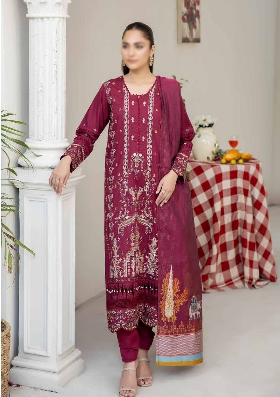 Eshaa Emb Lawn Fancy Dupatta  Unstitched 3 Pcs By Johra 854