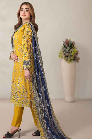 Mamora by Tawakkal Fabrics | Embroidered Digital Printed Lawn 3 Piece Unstitched Suit D-4