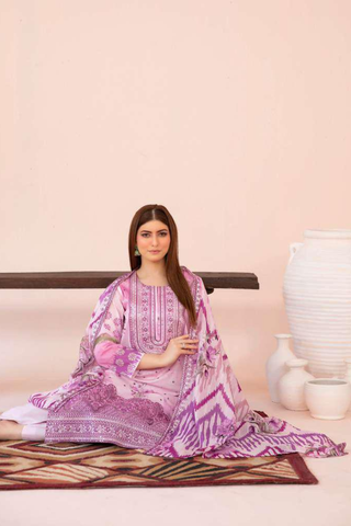 Jahzara by Tawakkal Fabrics | Embroidered Digital Printed Lawn 3 Piece Unstitched Suit D-7