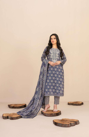 TYLA by Tawakkal Fabrics | Gala Embroidered Rotary Printed Lawn 3 Piece Unstitched Suit D-5