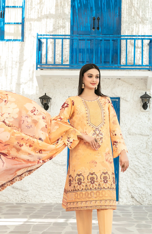 Parizah by Tawakkal | Embroidered Lawn 3 Piece Unstitched Suit D-3