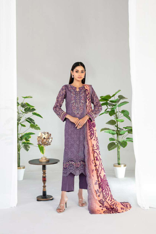 Teyana by Tawakkal Fabrics | Embroidered Digital Printed Lawn 3 Piece Unstitched Suit D-8