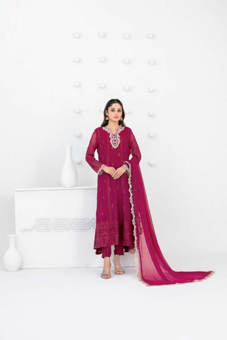 SATORI by Tawakkal Fabrics | Fancy Embroidered Chiffon 3 Piece Semi-Stitched Suit D-5