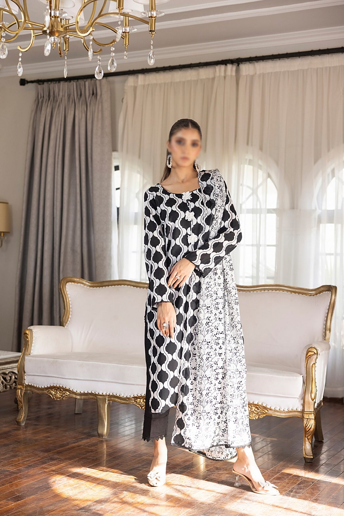Black & White Vol3 Salina Digital Print Un Stitched 3 Pcs By Regalia Textile D-9
