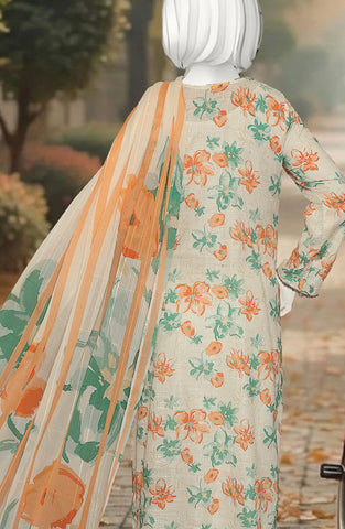 PRINTED & EMBROIDERED LAWN SLUB 3 PIECE UNSTITCHED COLLECTION BY KARIMI D-1