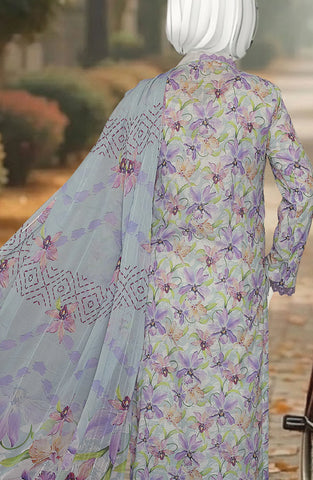 PRINTED & EMBROIDERED LAWN SLUB 3 PIECE UNSTITCHED COLLECTION BY KARIMI D-2