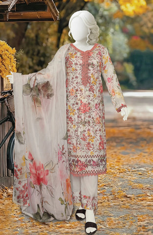PRINTED & EMBROIDERED LAWN SLUB 3 PIECE UNSTITCHED COLLECTION BY KARIMI D-4