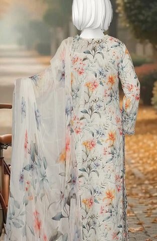 PRINTED & EMBROIDERED LAWN SLUB 3 PIECE UNSTITCHED COLLECTION BY KARIMI D-6