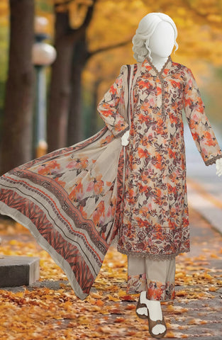 PRINTED & EMBROIDERED LAWN SLUB 3 PIECE UNSTITCHED COLLECTION BY KARIMI D-7