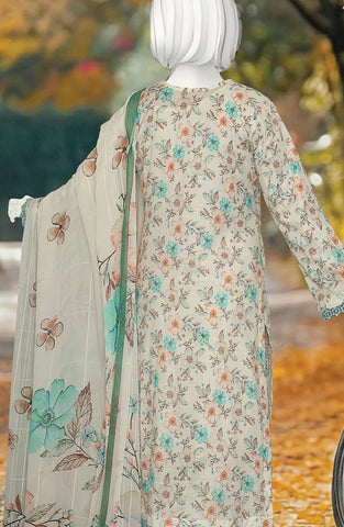 PRINTED & EMBROIDERED LAWN SLUB 3 PIECE UNSTITCHED COLLECTION BY KARIMI D-9