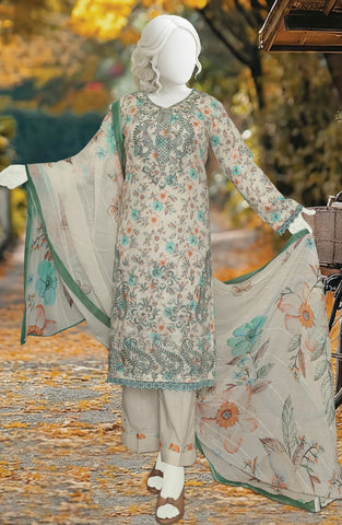 PRINTED & EMBROIDERED LAWN SLUB 3 PIECE UNSTITCHED COLLECTION BY KARIMI D-9