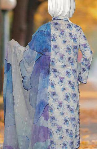 PRINTED & EMBROIDERED LAWN SLUB 3 PIECE UNSTITCHED COLLECTION BY KARIMI D-10