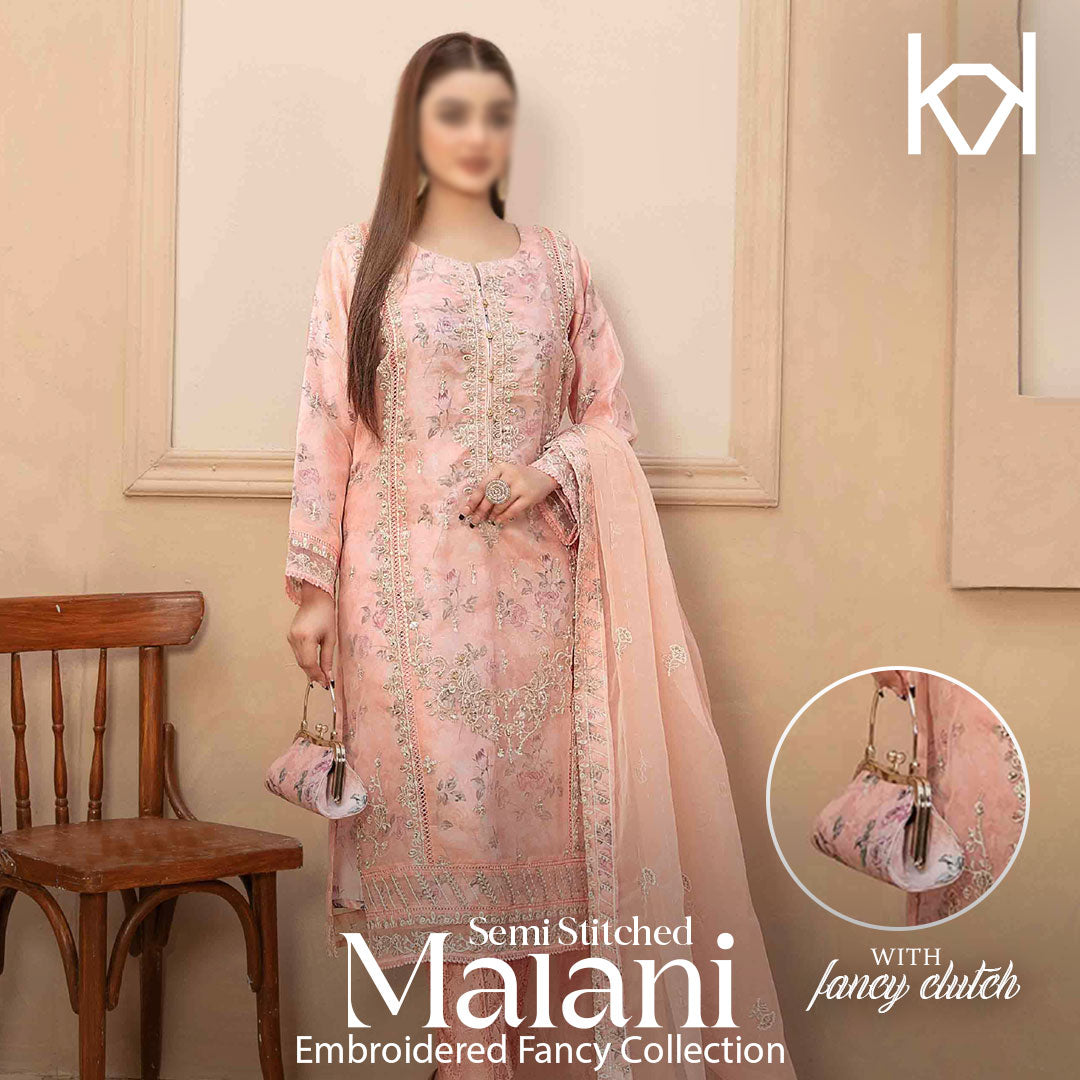 D-9361 MALANI Fancy Embroidered Organza Collection'23 By Tawakkal Fabric Semi-Stitched