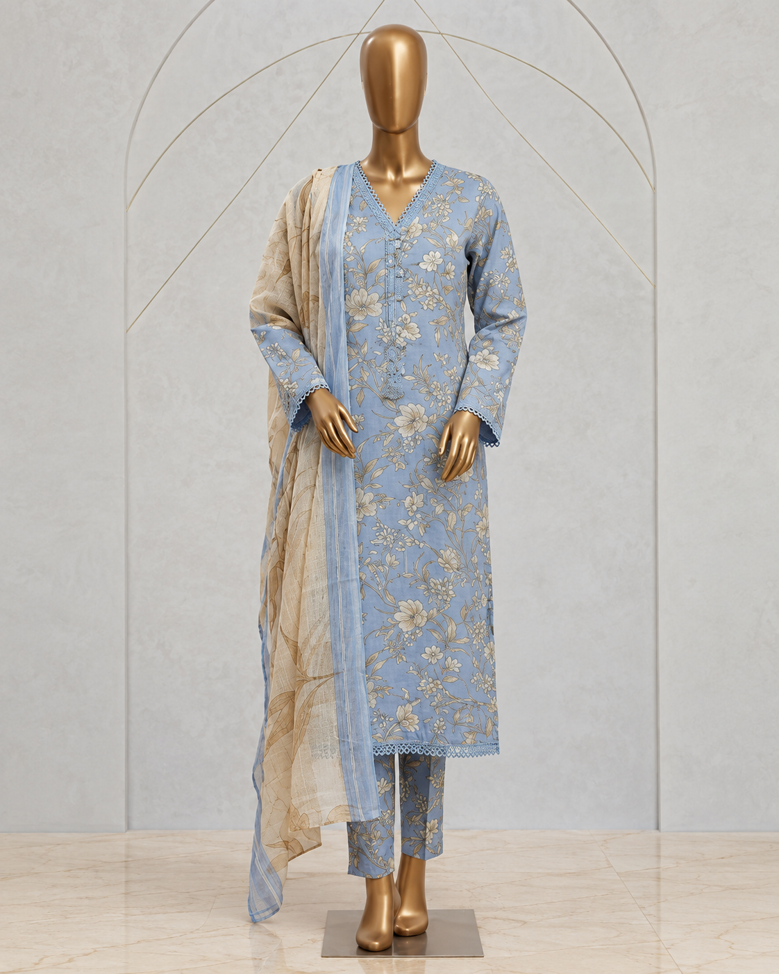 Sadabahar Printed Lawn Vol-14 | 3 Piece Stitched Suit D-6