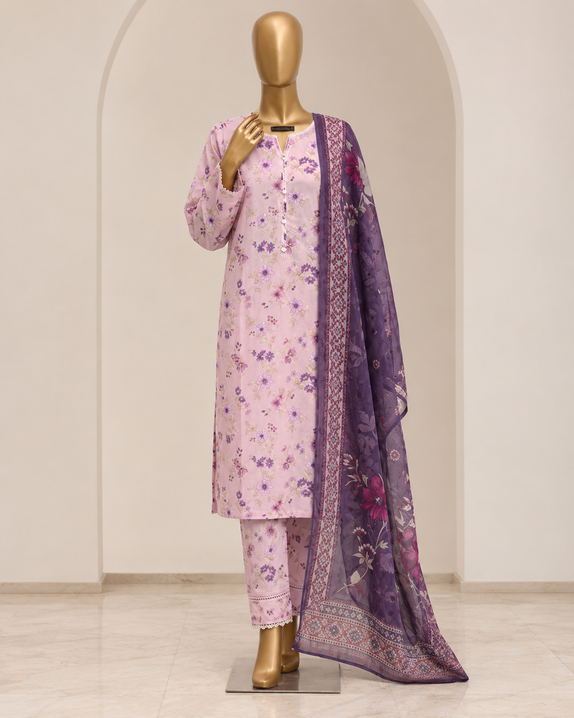 Sadabahar Printed Lawn Vol-14 | 3 Piece Stitched Suit D-5