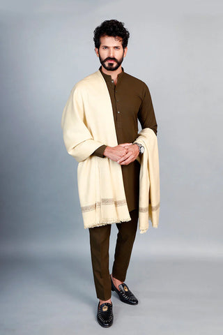 Regal Winter Mens Shawl Off White