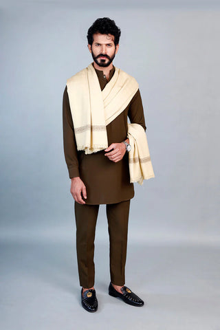 Regal Winter Mens Shawl Off White