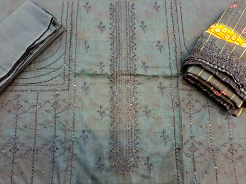 D-167 Bin Saeed Emb Lawn Un-Stitched 3 Piece Suit