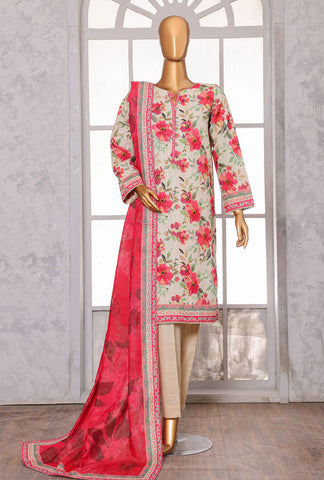 PREMIUM KHADDAR CHIMKI PRINTED 3PC UNSTITCHED COLL BY HZ D-4
