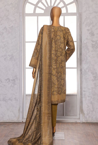 PREMIUM KHADDAR CHIMKI PRINTED 3PC UNSTITCHED COLL BY HZ D-6