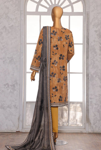 PREMIUM KHADDAR CHIMKI PRINTED 3PC UNSTITCHED COLL BY HZ D-7