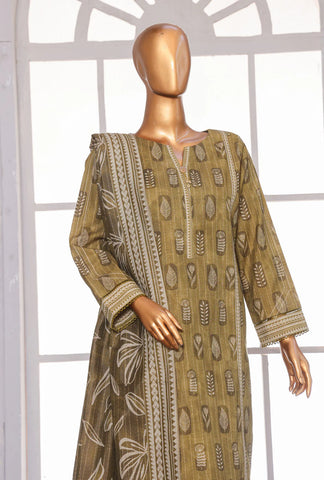 PREMIUM KHADDAR CHIMKI PRINTED 3PC UNSTITCHED COLL BY HZ D-8