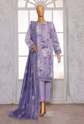 PREMIUM KHADDAR CHIMKI PRINTED 3PC UNSTITCHED COLL BY HZ D-9