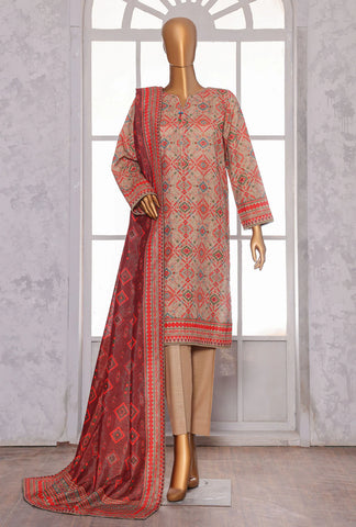 PREMIUM KHADDAR CHIMKI PRINTED 3PC UNSTITCHED COLL BY HZ D-12