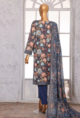 PREMIUM KHADDAR CHIMKI PRINTED 3PC UNSTITCHED COLL BY HZ D-10