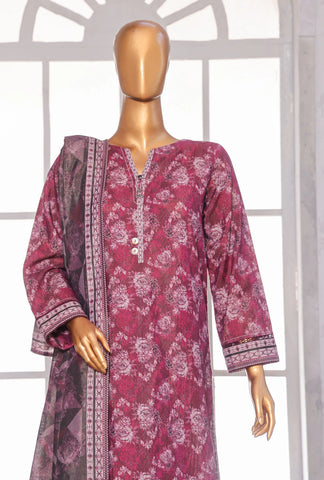 PREMIUM KHADDAR CHIMKI PRINTED 3PC UNSTITCHED COLL BY HZ D-2