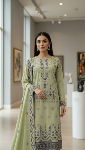 Nazik by Afshan Arts | Cross-Stitch Embroidered Cotton 3 Piece Unstitched Suit D-3