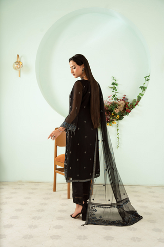 Sangeet by Afshan Arts | Luxury Chiffon 3 Piece Semi-Stitched Suit D-4