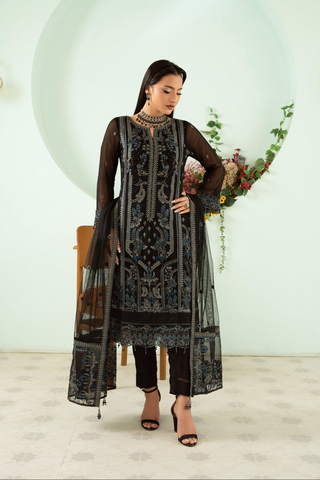 Sangeet by Afshan Arts | Luxury Chiffon 3 Piece Semi-Stitched Suit D-4