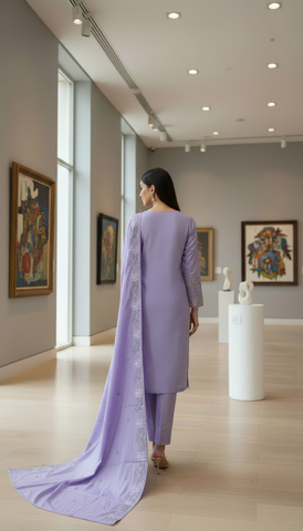 Nazik by Afshan Arts | Cross-Stitch Embroidered Cotton 3 Piece Unstitched Suit D-2