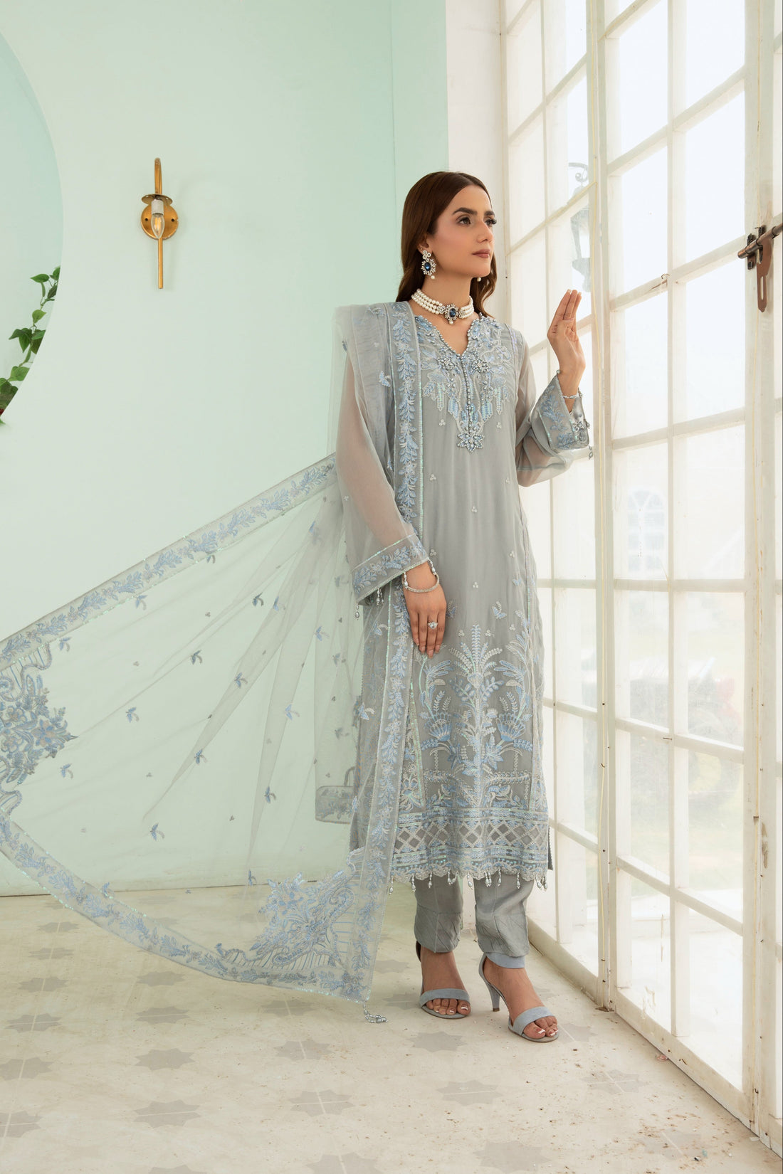 Sangeet by Afshan Arts | Luxury Chiffon 3 Piece Semi-Stitched Suit D-5