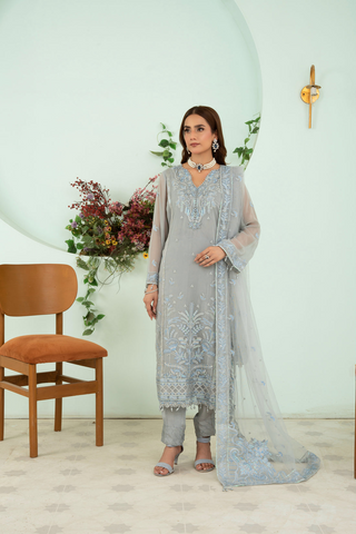 Sangeet by Afshan Arts | Luxury Chiffon 3 Piece Semi-Stitched Suit D-5