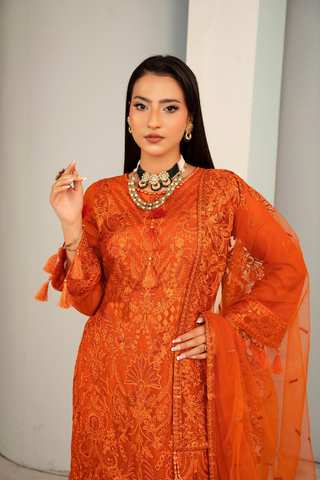 Sangeet by Afshan Arts | Luxury Chiffon 3 Piece Semi-Stitched Suit D-6