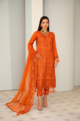 Sangeet by Afshan Arts | Luxury Chiffon 3 Piece Semi-Stitched Suit D-6