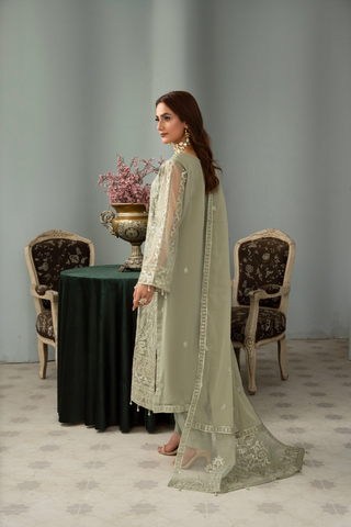 Sangeet by Afshan Arts | Luxury Chiffon 3 Piece Semi-Stitched Suit D-1