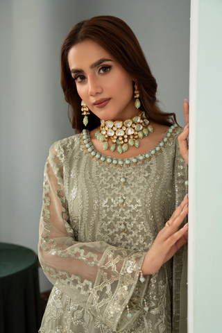 Sangeet by Afshan Arts | Luxury Chiffon 3 Piece Semi-Stitched Suit D-1