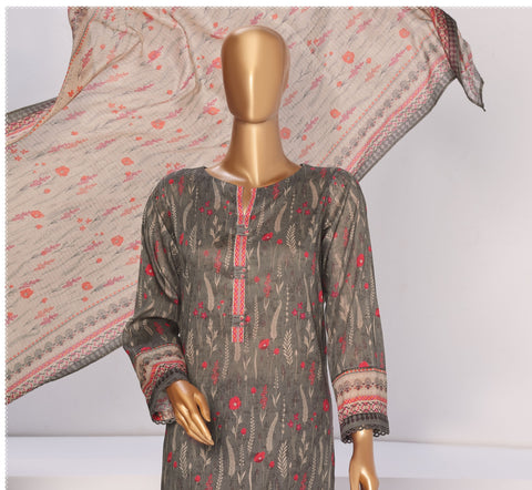 Hz Platinum Digital Printed With Zari Dupatta  Coll25 D-01